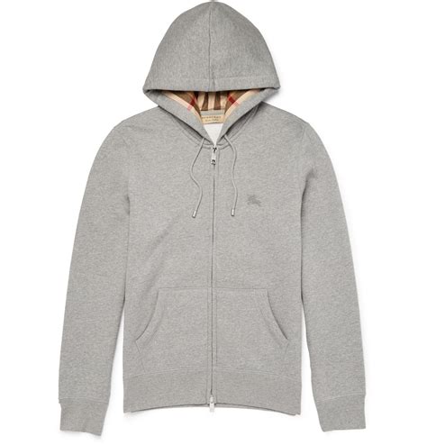 grey burberry zip up|burberry cotton blend zip hoodie.